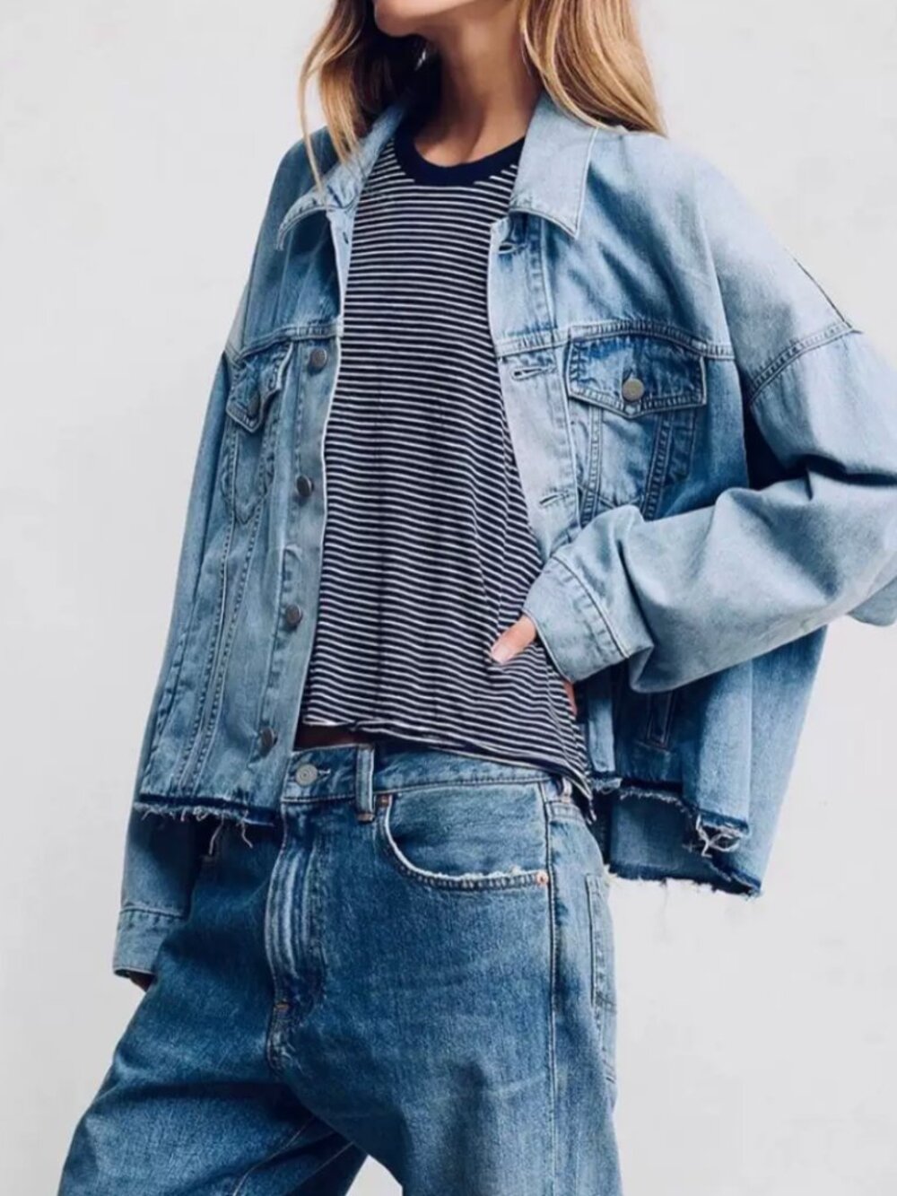 NWT Denimist Oversized Trucker Shacket XXS/XS/S/M Stone Wash Blue